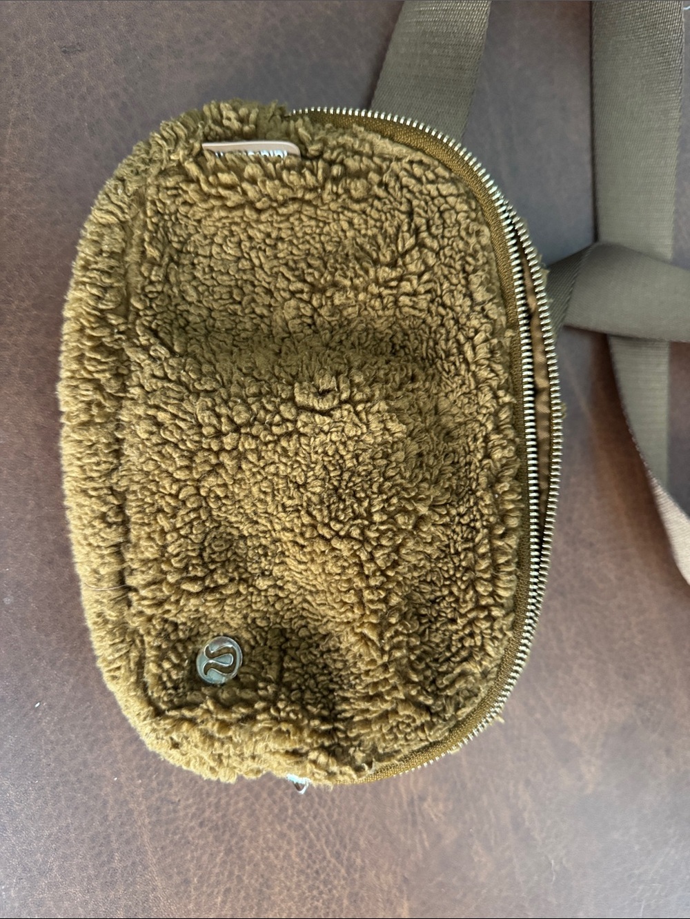 Lululemon Fuzzy Sherpa Crossbody Bag in Olive Brown